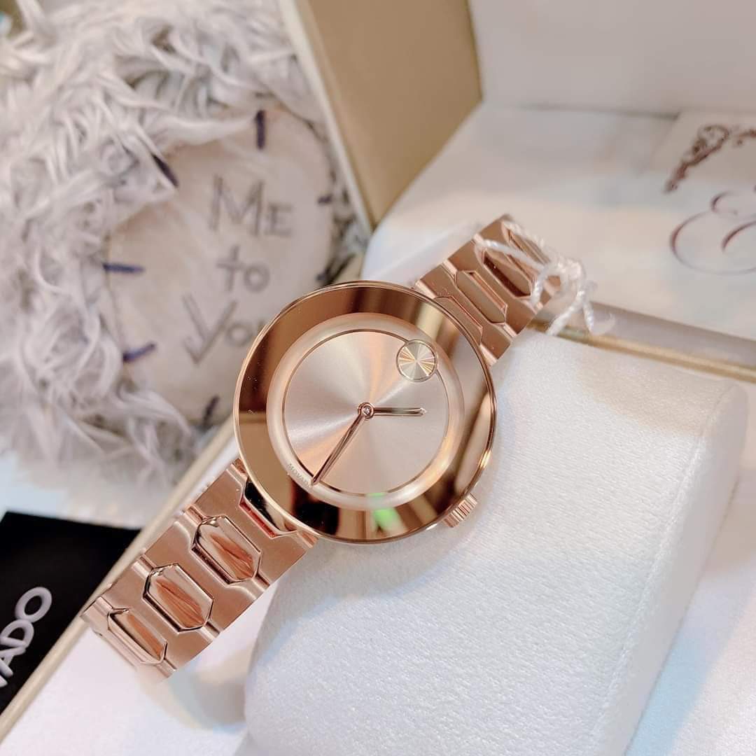 Movado Bold Rose Gold Dial Rose Gold Steel Strap Watch for Women - 3600387