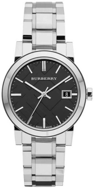 Burberry The City Black Dial Silver Steel Strap Watch for Women - BU9001