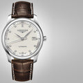 Longines Master Collection Automatic Diamonds Silver Dial Brown Leather Strap Watch for Men - L2.793.4.77.3