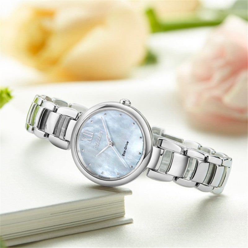 Citizen Eco Drive Silver Stainless Steel Strap Watch For Women - EM0331-52