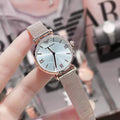Emporio Armani Gianni T Bar Silver Dial Rose Gold Mesh Bracelet Watch For Women - AR1956