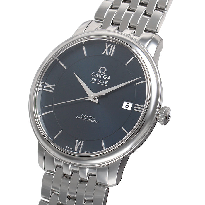 Omega De Ville Prestige Co-Axial Orbis Blue Dial Silver Steel Strap Watch for Men - 424.10.40.20.03.001