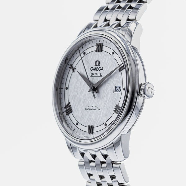 Omega De Ville Prestige Co Axial Automatic White Dial Silver Steel Strap Watch for Men - 424.10.40.20.02.005