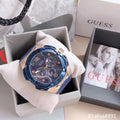Guess Genesis Quartz Blue Dial Blue Silicone Strap Watch For Men - W1254G3