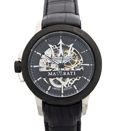 Maserati Automatic Black Dial Stainless Steel Black Leather Strap Watch For Men - R8821119007