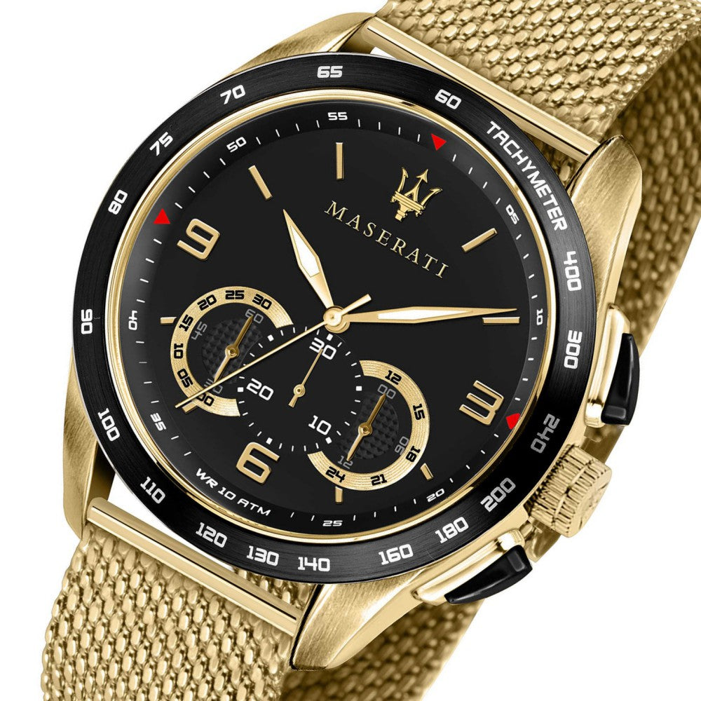 Maserati Traguardo 45mm Quartz Gold Black Dial Watch For Men - R8873612010