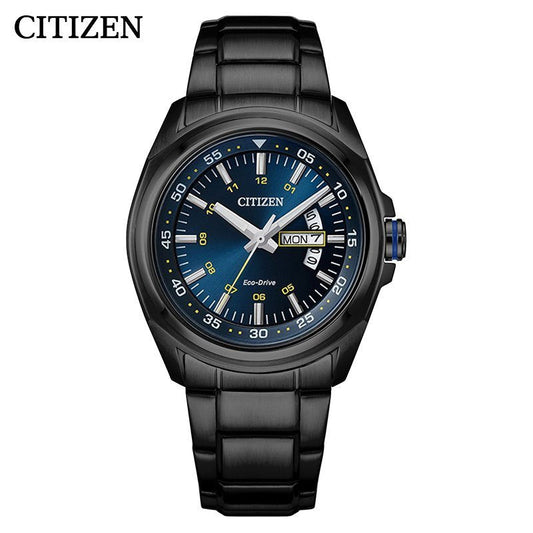 Citizen Eco Drive Blue Dial Black Stainless Steel Watch For Men - AW0024-58LB