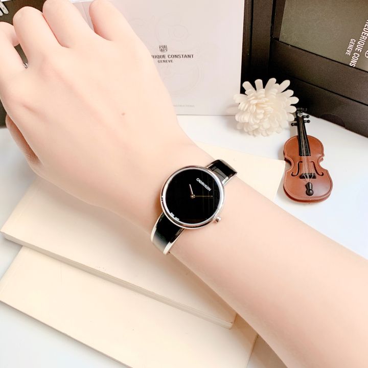 Calvin Klein Seduce Black Dial Two Tone Steel Strap Watch for Women - K4E2N111