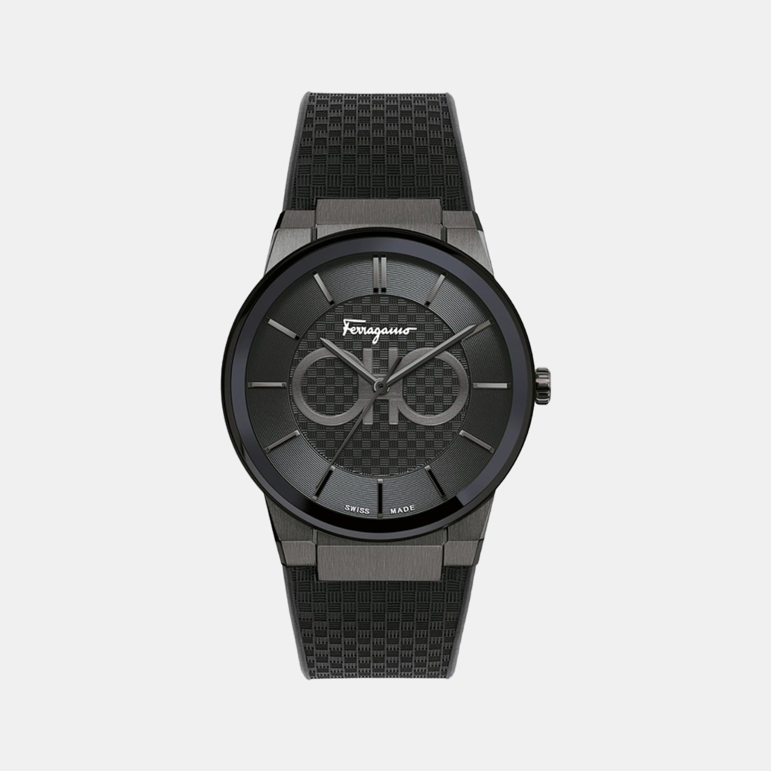 Salvatore Ferragamo Contemporary Sapphire Black Dial Black Silicone Strap Watch for Men - SFHP00320