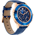 Swarovski Octea Lux Chrono Blue Dial Blue Leather Strap Watch for Women - 5563480