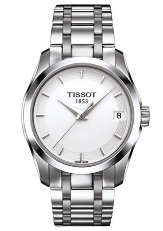 Tissot T Trend Couturier White Dial Silver Steel Strap Watch For Women - T035.210.11.011.00