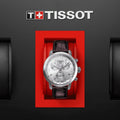 Tissot PRC 200 Chronograph Silver Dial Brown Leather Strap Watch For Men - T055.417.16.037.00