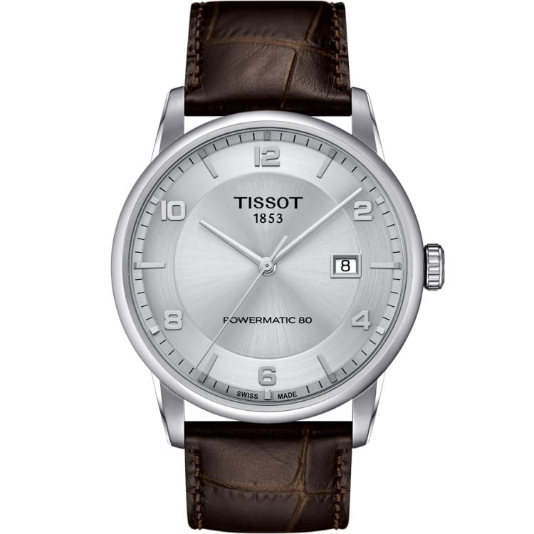 Tissot Luxury Powermatic 80 Silver Dial Brown Leather Strap Watch For Men - T086.407.16.037.00