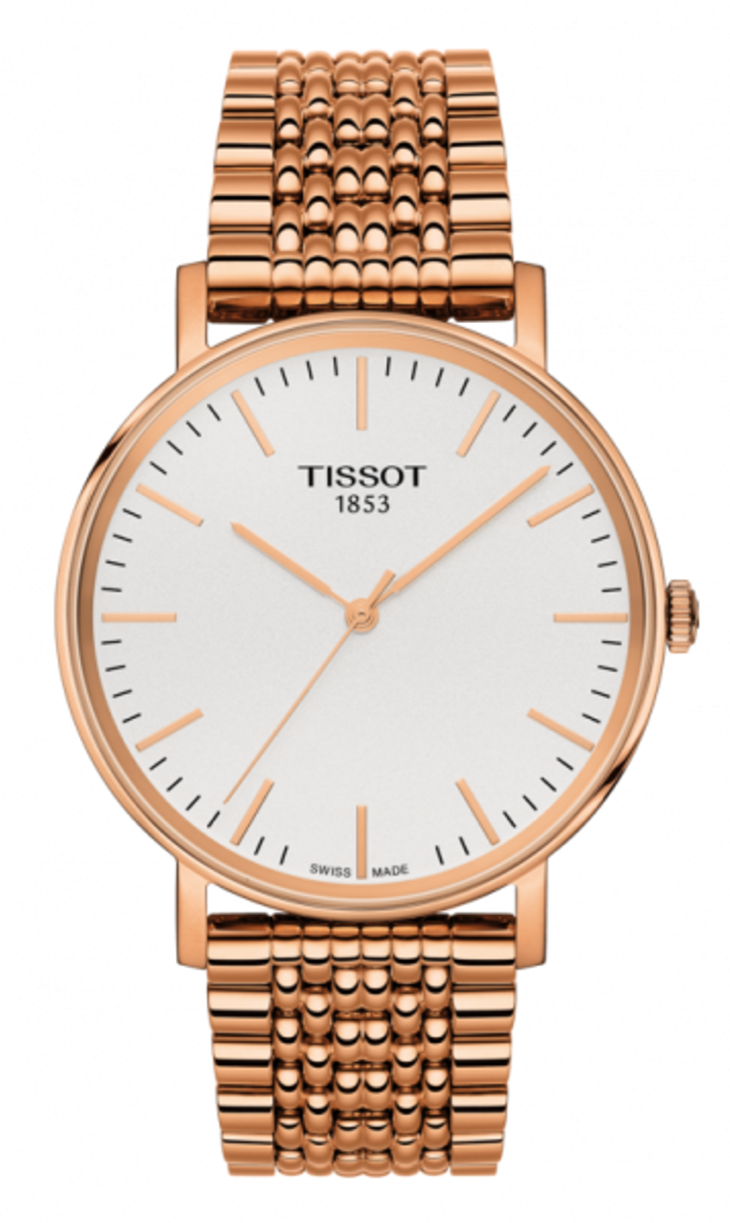 Tissot Everytime Medium White Dial Rose Gold Mesh Bracelet Watch For Men - T109.410.33.031.00
