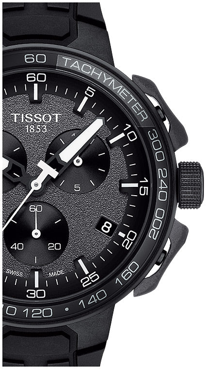 Tissot T Race Cycling Chronograph Black Dial Black Rubber Strap Watch For Men - T111.417.37.441.03