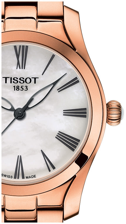 Tissot T Wave Mother of Pearl Dial Rose Gold Stainless Steel Watch For Women - T112.210.33.113.00