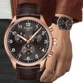 Tissot T Sport Chrono XL Classic Brown Dial Brown Leather Strap Watch For Men - T116.617.36.057.01