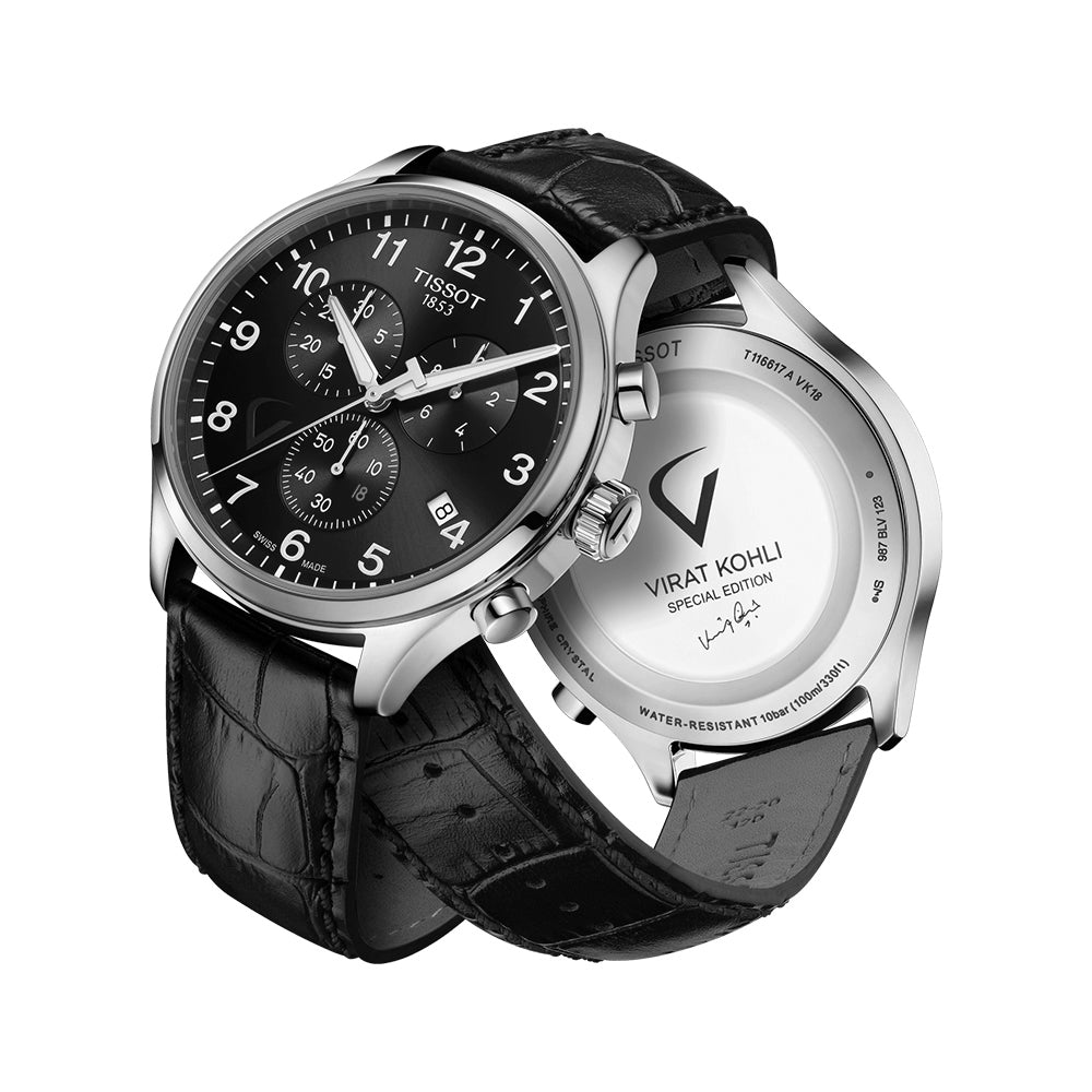 Tissot Chrono XL Classic 45mm Black Dial Black Leather Strap Watch For Men - T116.617.16.057.00