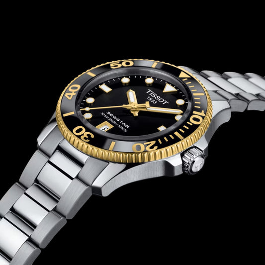 Tissot Seastar 1000 Quartz Black Dial Silver Steel Strap Watch For Men - T120.210.127.051.00