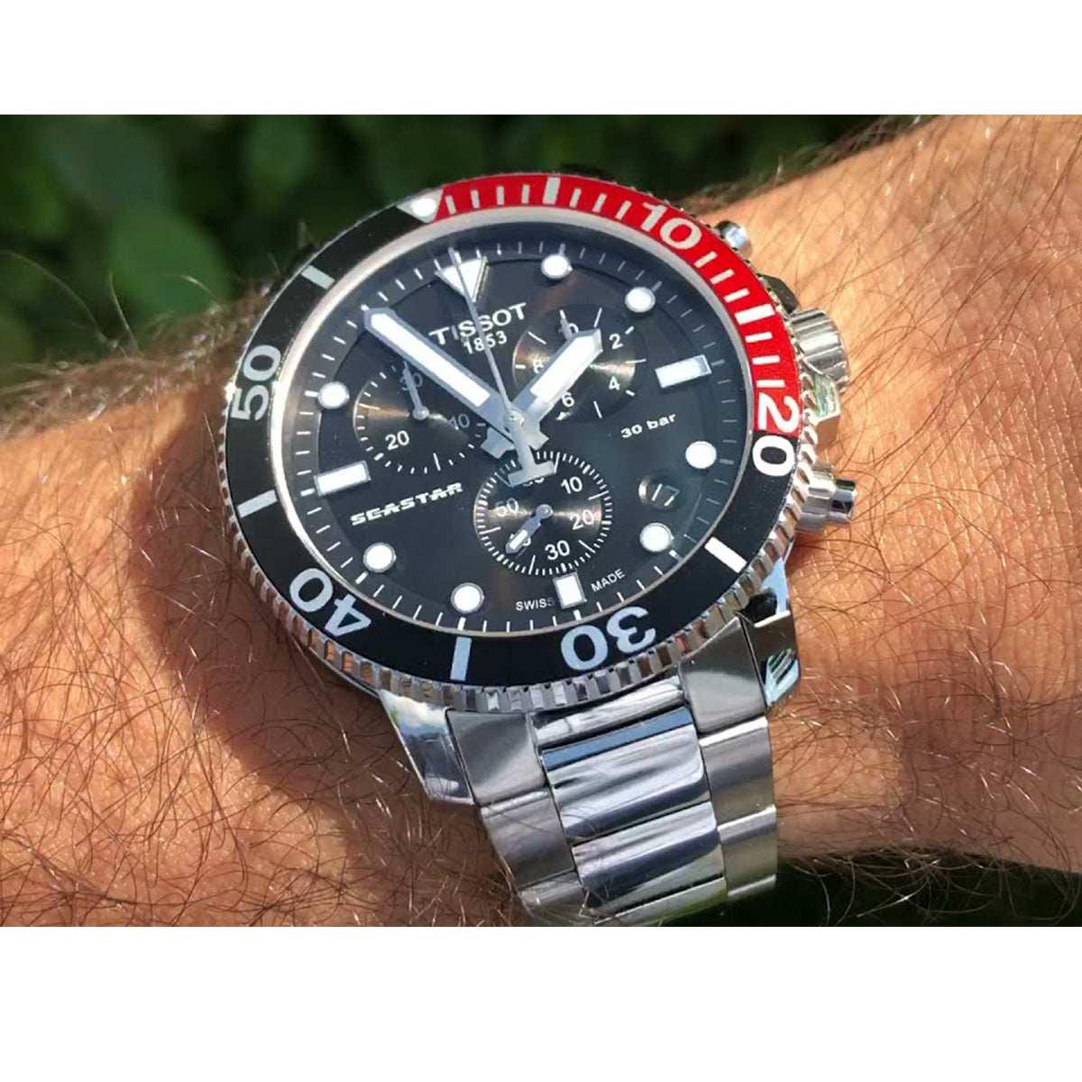 Tissot Seaster 1000 Chronograph Quartz Black Dial Silver Steel Strap Watch For Men - T120.417.11.051.01