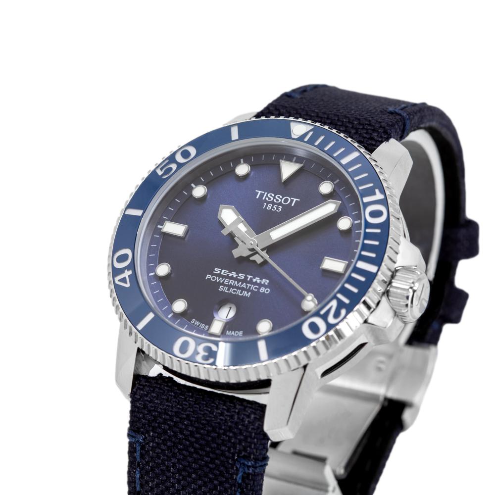 Tissot Seastar 1000 Powermatic 80 Silicium Blue Dial Nylon Strap Watch For Men - T120.407.17.041.01