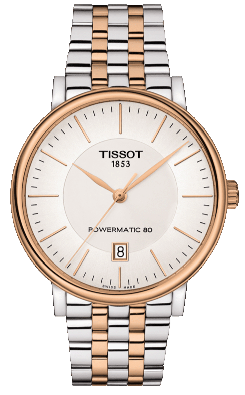 Tissot Carson Premium Powermatic 80 White Dial Two Tone Steel Strap Watch For Men - T122.407.22.031.01