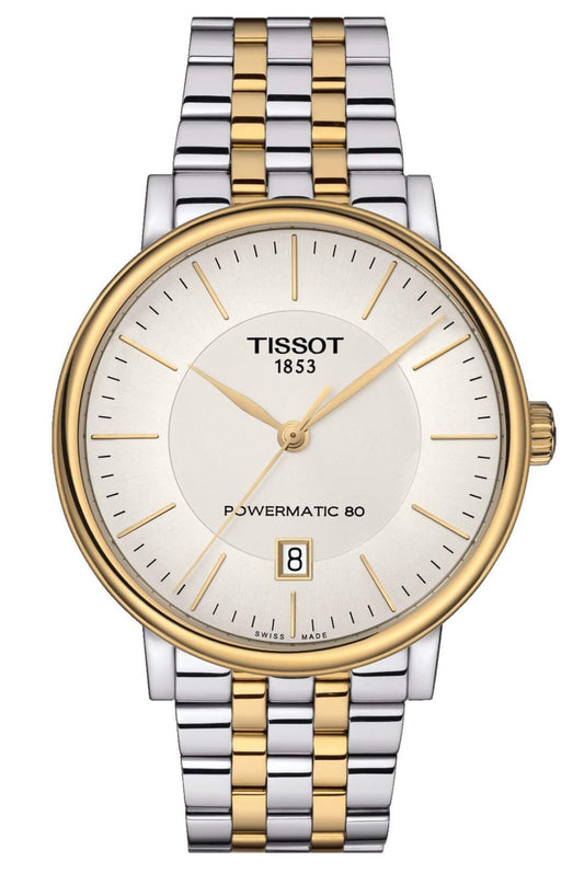 Tissot Carson Premium Powermatic 80 White Dial Two Tone Stainless Steel Strap Watch For Men - T122.407.22.031.00