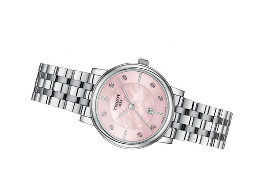 Tissot Carson Premium Lady Pink Mother of Pearl Dial Stainless Steel Strap Watch For Women - T122.210.11.159.00