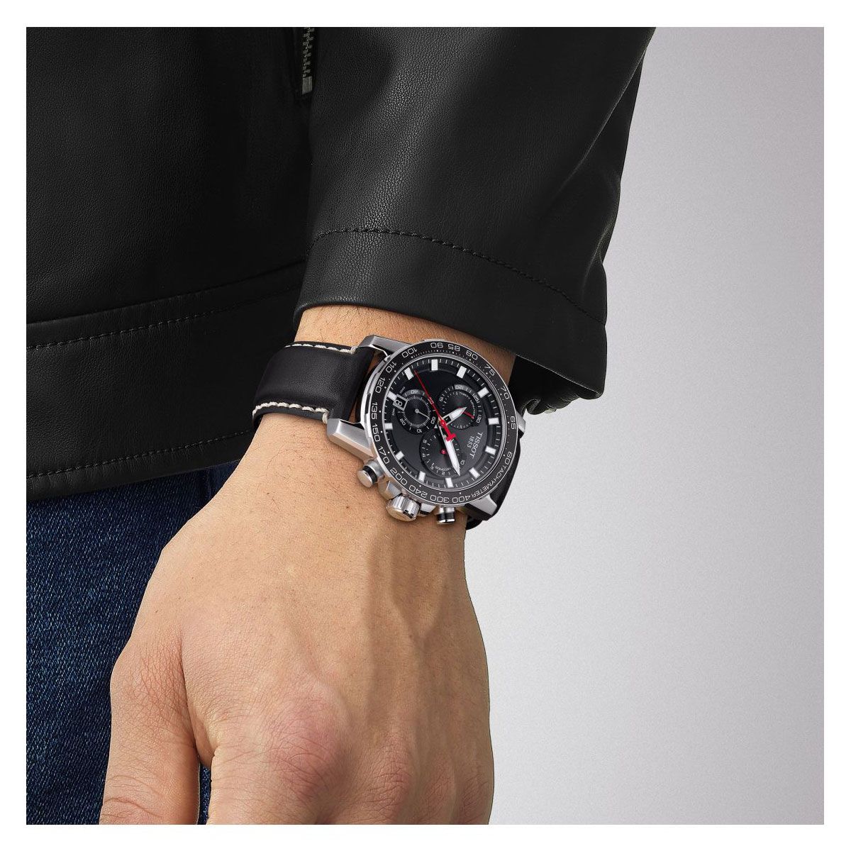 Tissot Supersport Chrono Black Dial Black Leather Strap Watch for Men - T125.617.16.051.00