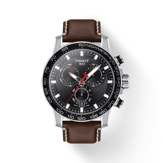 Tissot Supersport Chrono Black Dial Brown Leather Strap Watch for Men - T125.617.16.051.01