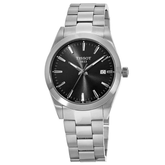 Tissot Gentleman Black Dial Silver Steel Strap Watch For Men - T127.410.11.051.00
