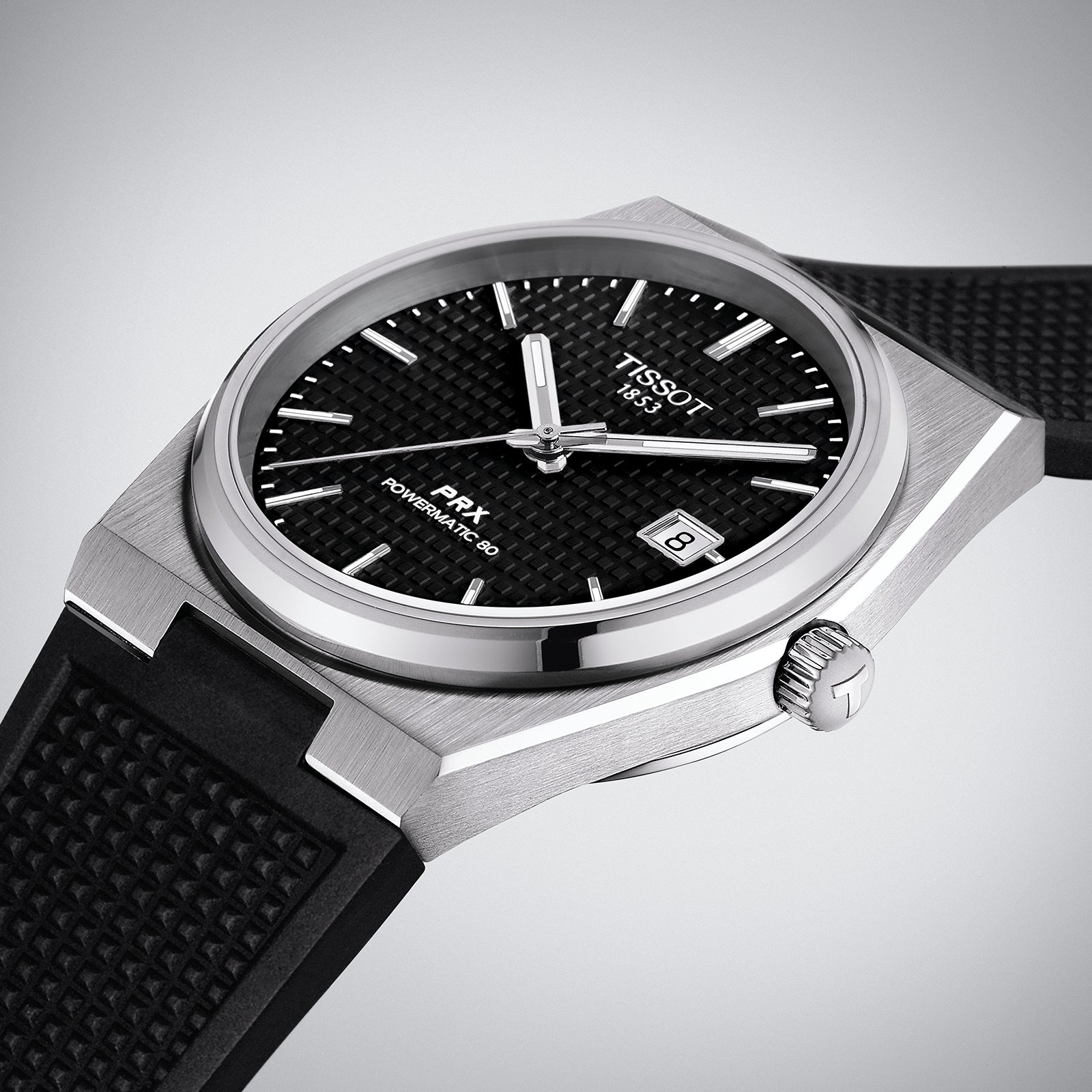 Tissot PRX Quartz Black Dial Black Leather Strap Watch For Men - T137.410.17.051.00