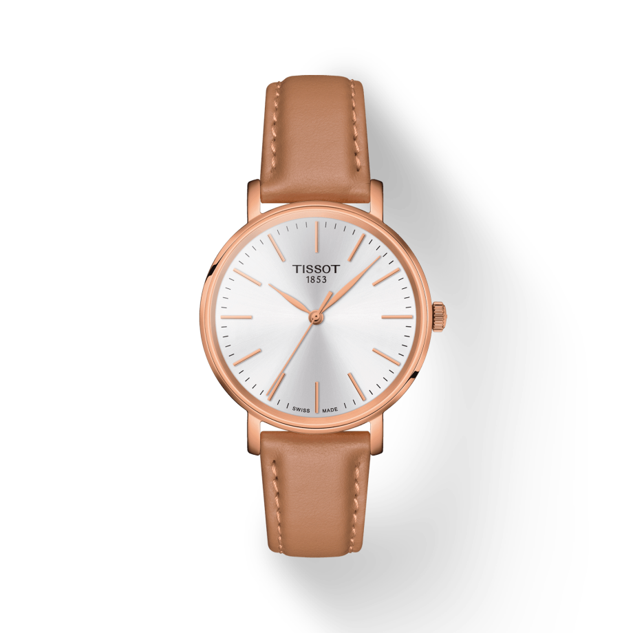 Tissot Everytime Lady Rose Gold Plated Leather Strap Watch for Women - T143.210.36.011.00