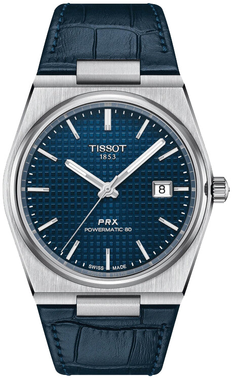Tissot PRX Powermatic 80 Blue Dial Blue Leather Strap Watch for Men - T137.407.16.041.00