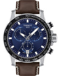 Tissot Supersport Chrono Blue Dial Brown Leather Strap Watch For Men - T125.617.16.041.00