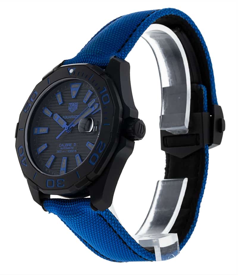 Tag Heuer Aquaracer Calibre 5 Automatic Titanium Blue Dial Blue Nylon Strap Watch for Gents - WAY208B.FC6382