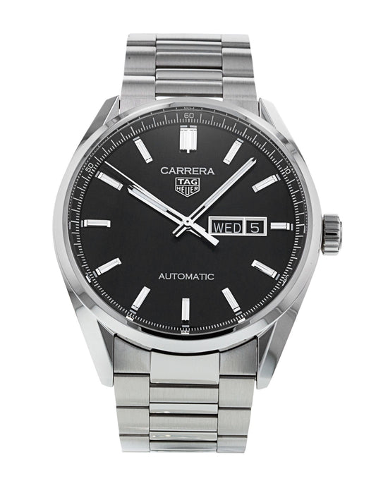 Tag Heuer Carrera Day Date Automatic Black Dial Silver Steel Strap Watch for Men - WBN2010.BA0640
