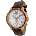 Tissot Quickster Chronograph 42mm White Dial Brown Leather Strap Watch For Men - T095.417.36.037.00