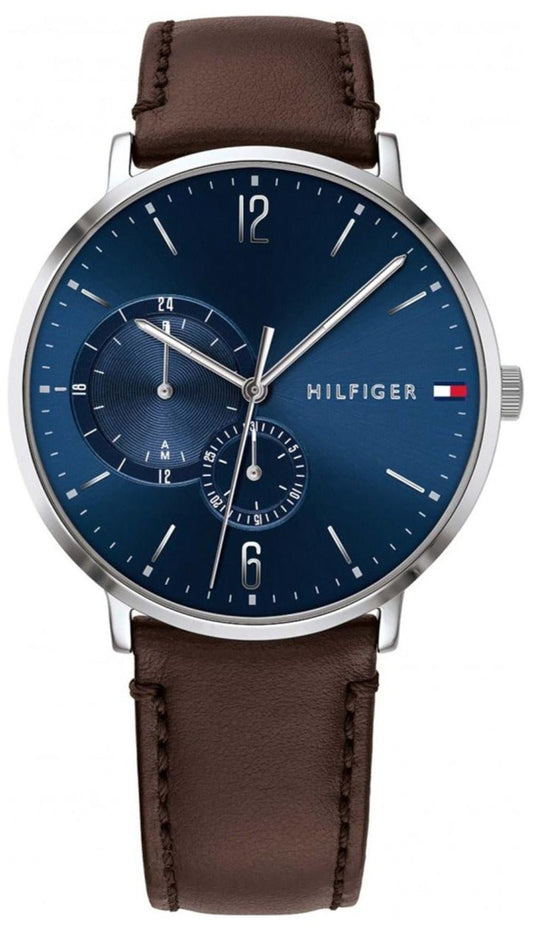 Tommy Hilfiger Cooper Blue Dial Brown Leather Strap Watch for Men - 1791508