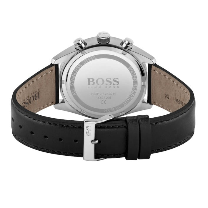 Hugo Boss Champion Black Dial Black Leather Strap Watch for Men - 1513816