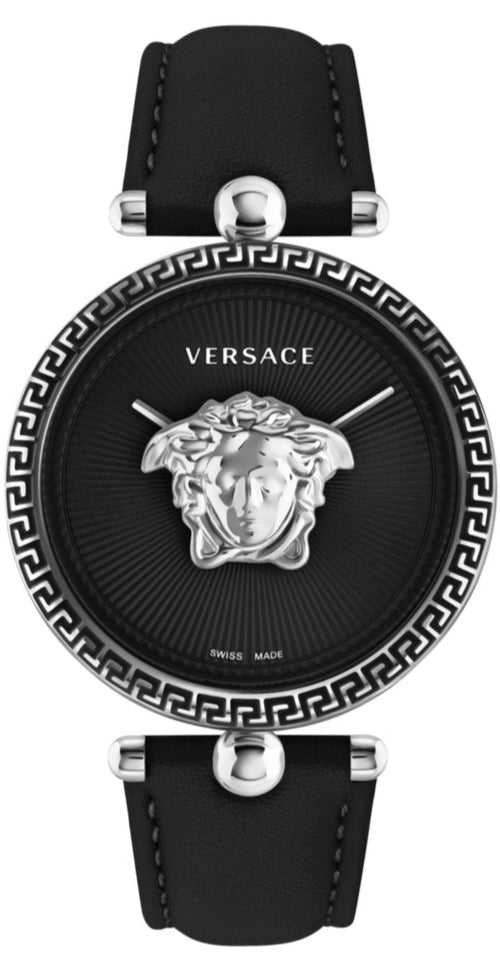 Versace Palazzo Empire Black Dial Black Leather Strap Watch for Women - VCO050017