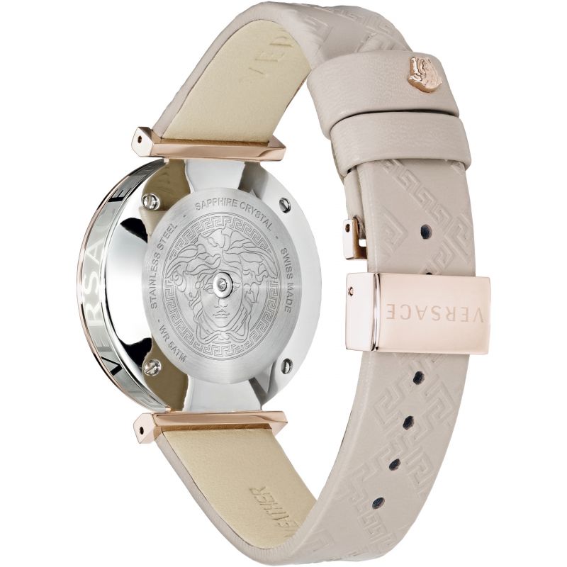 Versace V-Twist White Dial White Leather Strap Watch for Women - VELS00419