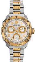 Versace Dylos Chronograph Silver Dial Two Tone Steel Strap Watch for Men - VQC030015