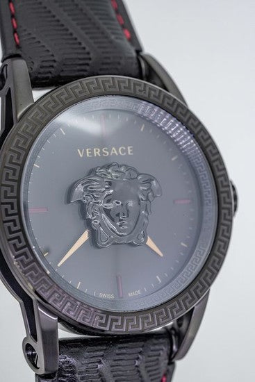 Versace Palazzo Empire Black Dial Black Leather Strap Watch for Men - VERD00218