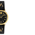 Versace V-Twist Black Dial Black Leather Strap Watch for Women - VELS00619