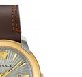 Versace V-Urban Quartz Grey Dial Brown Leather Strap Watch for Men - VELQ00219