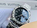 Versace Hellenyium GMT Black Dial Silver Steel Strap Watch for Men - V11020015