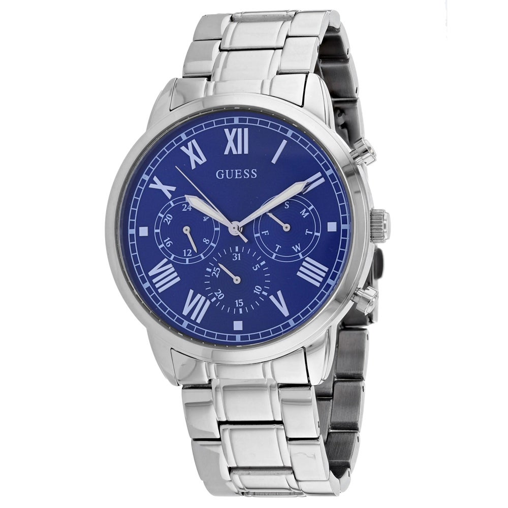 Guess Hendrix Chronograph Blue Dial Silver Steel Strap Watch for Men - W1309G1
