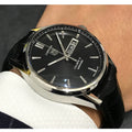 Tag Heuer Carrera Automatic Black Dial Black Leather Strap Watch for Men - WAR201A.FC6266