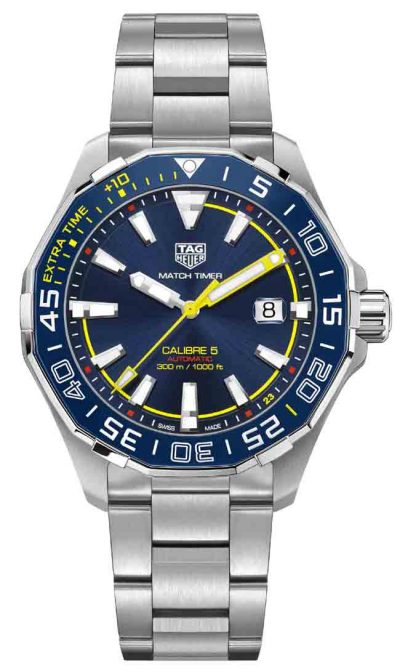 Tag Heuer Aquaracer Calibre 5 Automatic Blue Dial Silver Steel Strap Watch for Men - WAY201H.BA0927
